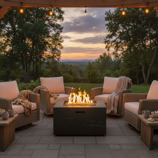 41.9" Outdoor Rectangular Propane Fire Pit – 40,000 BTU MGO Patio Heater with Stainless Burner, Lava Rocks & Waterproof Cover