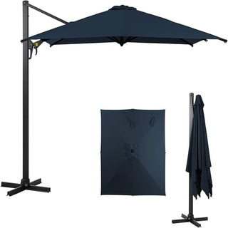 10 Ft Square Large Cantilever Patio Umbrella with 360° Rotation & Tit Adjustment and Heavy Duty Offset Polyester Canopy Deck Umbrella without base