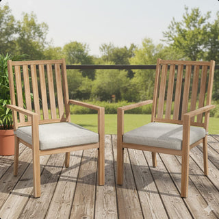 23" All-Weather Aluminum Patio Dining Chairs with Gray Cushions and Khaki/Gray Frame