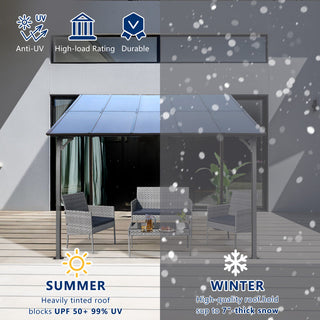Outdoor Pergola Gazebo,Wall-Mounted Lean to Metal Awning Gazebo with Roof,Large Heavy Duty for Patio,Decks,Backyard
