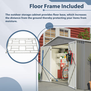 10X8 FT Metal Outdoor Storage Shed with Metal Foundation & Lockable Doors – Garden Tool Shed