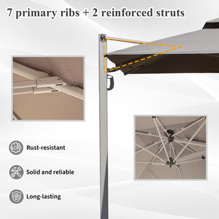 Aluminum Cantilever Patio Umbrella with Tilt Function – Outdoor Offset Market Umbrella for Backyard, Deck & Pool (Base Not Included)