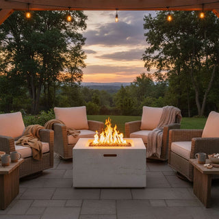41.9" Outdoor Rectangular Propane Fire Pit – 40,000 BTU MGO Patio Heater with Stainless Burner, Lava Rocks & Waterproof Cover
