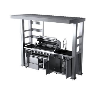 108-Inch 6-Burner 85000 BTU Deluxe Stainless Steel Gas Outdoor Kitchen Island BBQ Grill