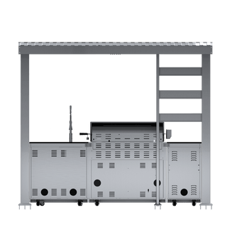 108" Outdoor Kitchen Island with 6-Burner 85,000 BTU Grill, Fridge, Rotisserie & Granite Countertops