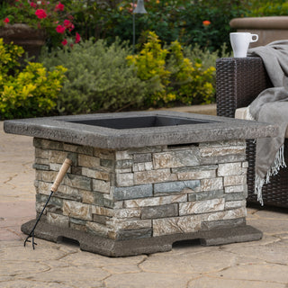 28" Square MGO Propane Fire Pit, Outdoor Gas Fire Table for Patio & Backyard