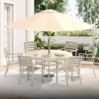 Outdoor Round Patio Dining Table for 6-7 – All-Weather Metal Table with Umbrella Hole for Deck, Lawn & Garden