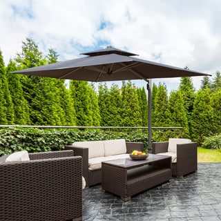 Aluminum Cantilever Patio Umbrella with Tilt Function – Outdoor Offset Market Umbrella for Backyard, Deck & Pool (Base Not Included)