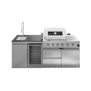 85-Inch 4-Burner 72000 BTU Outdoor Kitchen Island Grill | Stainless Steel BBQ with Sink, Wine Cooler, Rotisserie & Granite Countertop