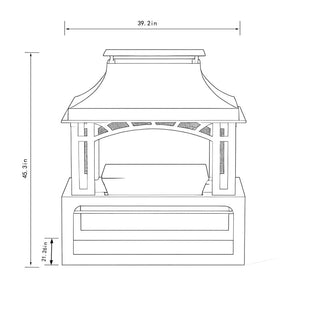 40" Wood Burning Fireplace, 50000 BTU Steel Fire Pit, Wood Burning Chimney for Outside Patio Deck Garden Backyard-Black