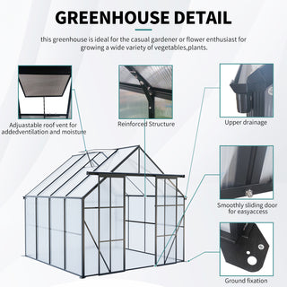 Double Door Polycarbonate Greenhouse Raised Base and Anchor Aluminum Heavy Duty Walk-in Greenhouses for Outdoor Backyard in All Season