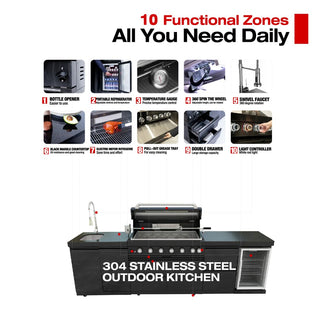 43-Inch 6-Burner 85000 BTU Outdoor Kitchen Island Grill | Stainless Steel BBQ with Sink, Wine Cooler, Rotisserie & Granite Countertop