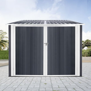 Mondawe Steel Outdoor Bicycle Storage Shed, Grey Bike Shelter Stores Up to 4 Bikes
