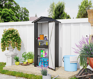 Small Metal Garden Storage Shed, Waterproof Galvanized Steel Tool Shed with Lockable Door