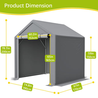 8x8 / 6x6 FT Multi-Purpose Outdoor Storage Shelter with Roll-Up Doors, Waterproof & UV-Resistant Portable Canopy for Garden, Tools & Equipment