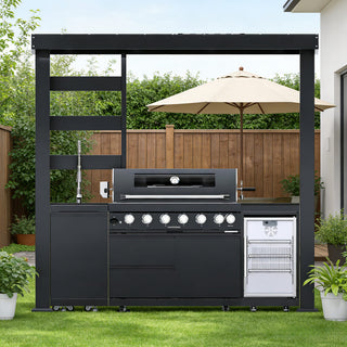 94-Inch 6-Burner 85000 BTU Outdoor Kitchen Island Grill | Stainless Steel BBQ