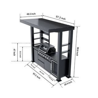 97-Inch 4-Burner 72000 BTU Deluxe Stainless Steel Outdoor Kitchen Island BBQ Grill