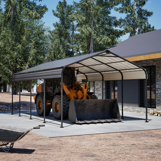 12 x 20 FT Heavy Duty Metal Carport, All-Weather Galvanized Outdoor Car Shelter for Car, Boat & Truck Protection