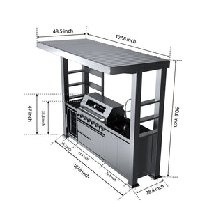 108-Inch 6-Burner 85000 BTU Deluxe Stainless Steel Gas Outdoor Kitchen Island BBQ Grill