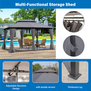 13x10 Outdoor Patio Gazebo Canopy Tent with Ventilated Double Roof & Detachable Sidewalls