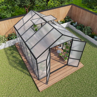 New-Design Walk-In Polycarbonate Greenhouse with Heavy-Duty Aluminum Frame – All-Season Garden & Backyard Greenhouse