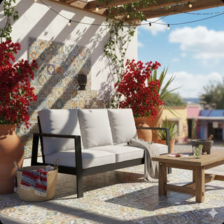 75" All-Weather Aluminum 3-seat Patio Sofa with Thick Cushions & Frame