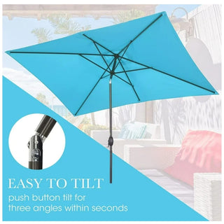 6.5X10 FT Rectangular Patio Umbrella with Crank, Tilt, Polyester UV-Resistant Without base