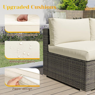 5-Piece All-Weather Wicker Patio Conversation Set With  Cushions and Glass Table