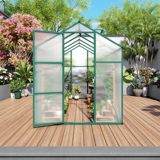 Walk-In Polycarbonate Greenhouse with Raised Base & Anchor Kit – Heavy-Duty Aluminum Greenhouse for Outdoor Backyard, All Seasons