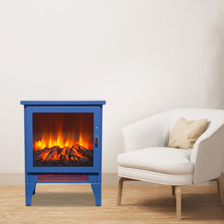 18-Inch Freestanding Electric Fireplace Stove Heater with 3D Flame Effect