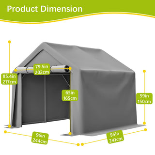 8x8 / 6x6 FT Multi-Purpose Outdoor Storage Shelter with Roll-Up Doors, Waterproof & UV-Resistant Portable Canopy for Garden, Tools & Equipment