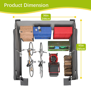 8x8 / 6x6 FT Multi-Purpose Outdoor Storage Shelter with Roll-Up Doors, Waterproof & UV-Resistant Portable Canopy for Garden, Tools & Equipment