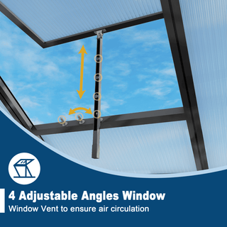 Walk-In Outdoor Polycarbonate Greenhouse with Aluminum Frame – Adjustable Vents, Lockable Door & UV Protection for Backyard