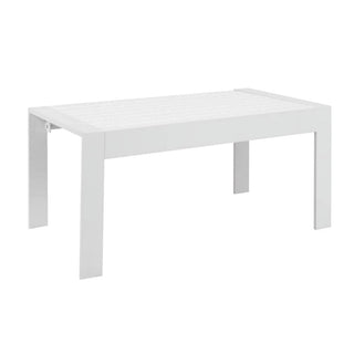 43" All-Weather Aluminum Patio Coffee Table, Modern White/Gray Rectangle Outdoor Table