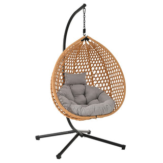 Wicker Hanging Egg Chair Swing – Comfortable Indoor/Outdoor Patio Chair with Removable Cushion