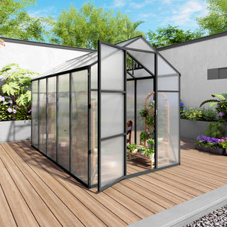 Walk-In Polycarbonate Greenhouse with Raised Base & Anchor Kit – Heavy-Duty Aluminum Greenhouse for Outdoor Backyard, All Seasons