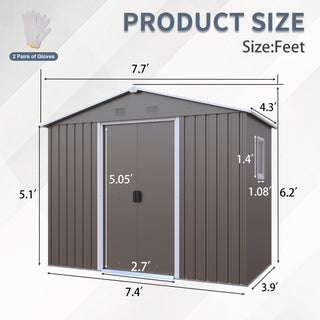 8X4 FT Outdoor Metal Storage Shed with Window and Metal Foundation for Backyard, Patio, Lawn