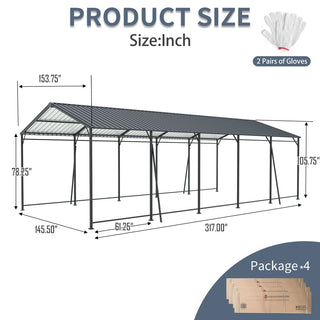 Mondawe Heavy-Duty Galvanized Steel Carport — Large Outdoor Garage for Cars, Trucks, Boats & Tractors