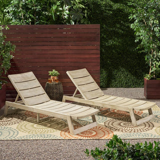 Outdoor Adjustable Lounge Chair With Acacia Wood Frame