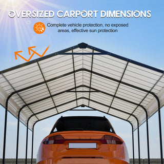 12 x 20 FT Heavy Duty Metal Carport, All-Weather Galvanized Outdoor Car Shelter for Car, Boat & Truck Protection