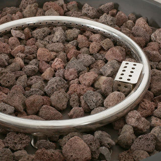 Outdoor 50,000 BTU Round MgO Concrete Propane Fire Pit, Light Gray/Dark Gray  (Tank Cover not Included)
