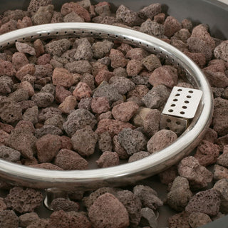 Outdoor 50,000 BTU Round MgO Concrete Propane Fire Pit, Light Gray/Dark Gray  (Tank Cover not Included)