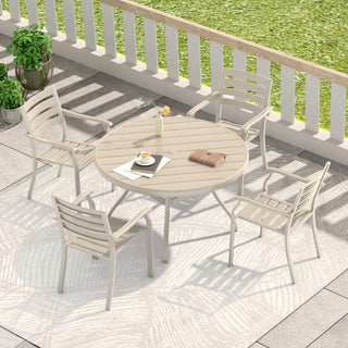 5-Piece Outdoor Patio Dining Set with 4 Stackable Metal Chairs & 40.6" Round Table for Lawn, Garden & Backyard