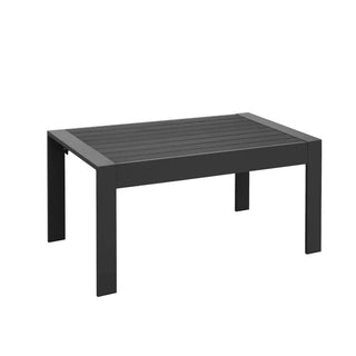 43" All-Weather Aluminum Patio Coffee Table, Modern White/Gray Rectangle Outdoor Table