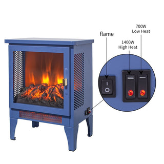18-Inch Freestanding Electric Fireplace Stove Heater with 3D Flame Effect