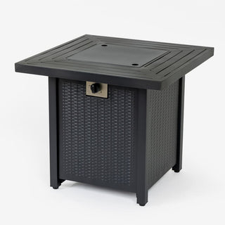 28-inch Iron Square Propane Fire Pit Table Perfect For Any Outdoor Space