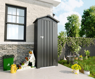Small Metal Garden Storage Shed, Waterproof Galvanized Steel Tool Shed with Lockable Door