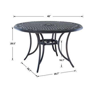 Weather-Resistant Antique Bronze Cast Aluminum Round Patio Dining Table