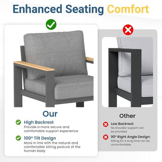 All-Weather 30" Aluminum Swivel Patio Dining Chairs with Gray Cushions