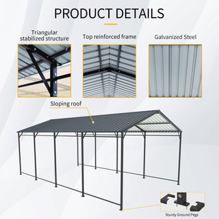 Mondawe Heavy-Duty Galvanized Steel Carport — Large Outdoor Garage for Cars, Trucks, Boats & Tractors